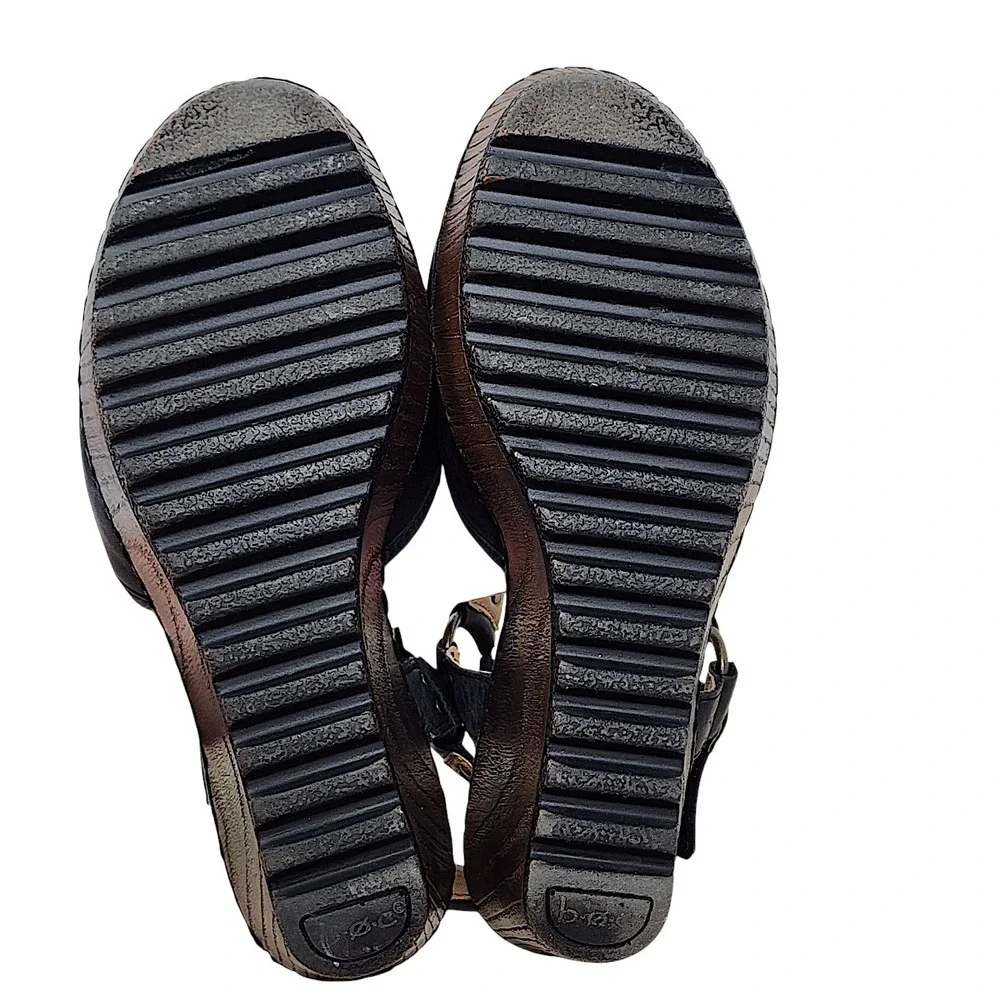 boc Born Platform Wedge Clogs 9M Sandal Rina Black Leather Z39103 Boho Mary Jane